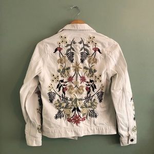 Driftwood White Embroidered Jean Jacket